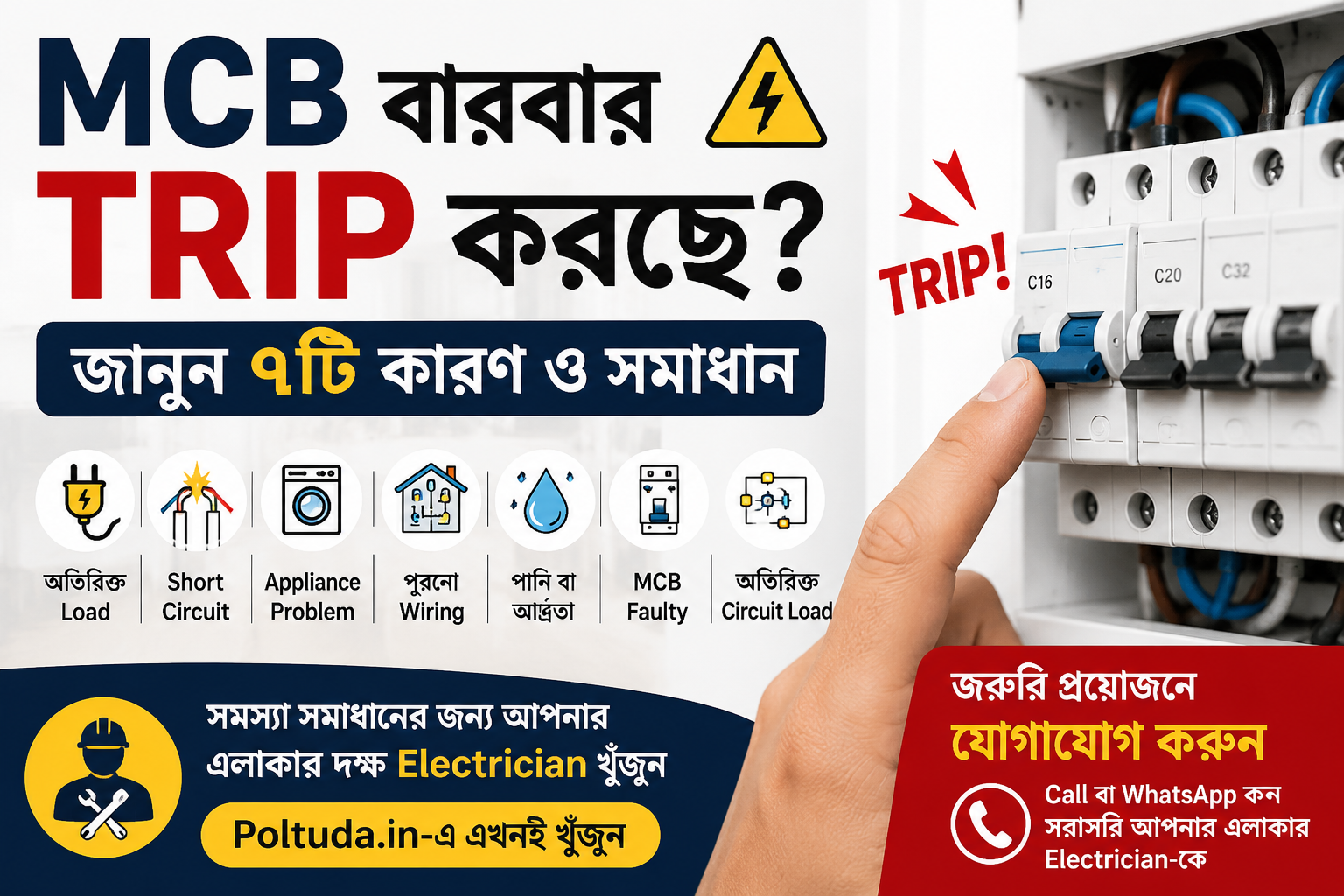 MCB বারবার Trip করছে কেন? ৭টি কারণ ও সমাধান | Poltuda